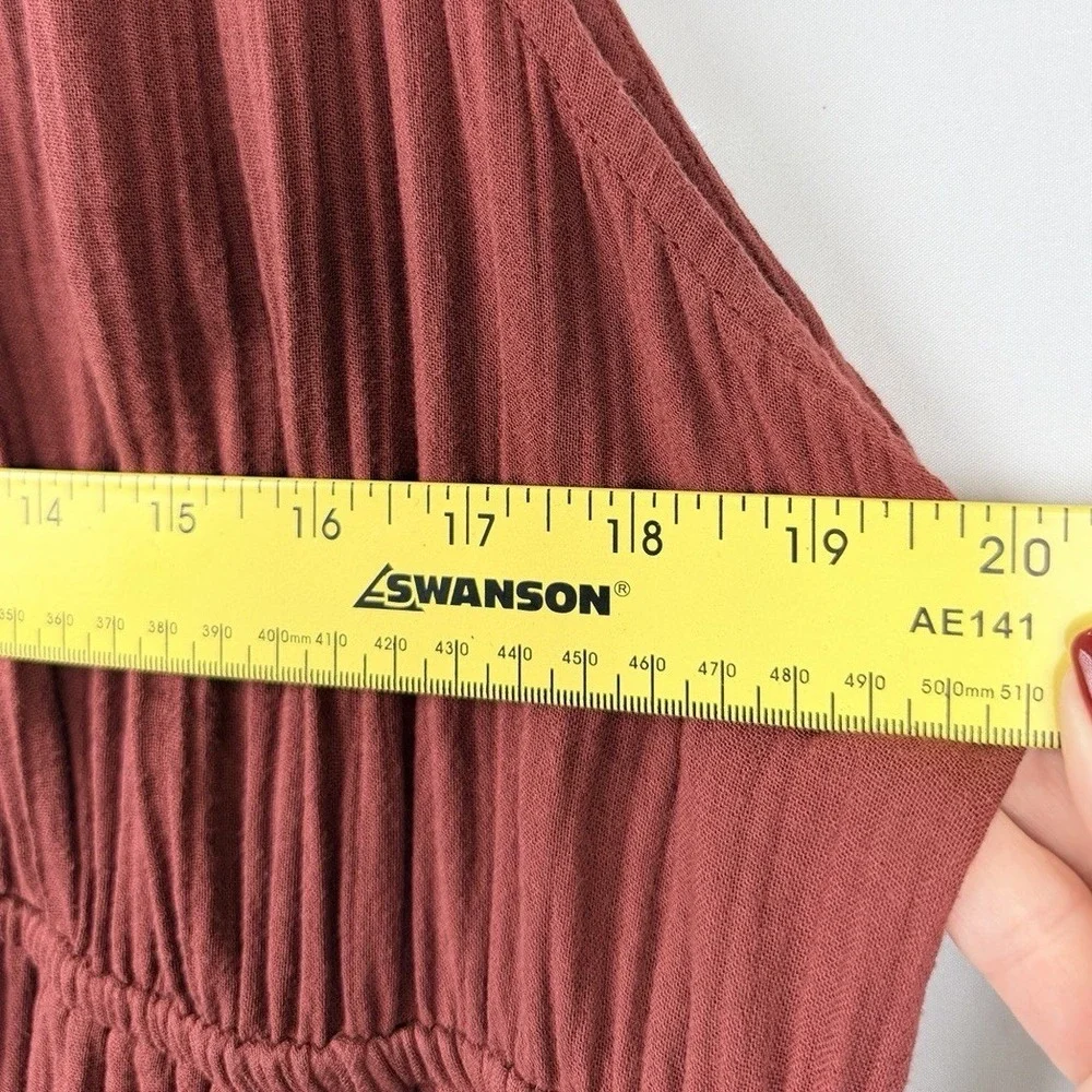 Old Navy XL Rust Gauze Tiered Maxi Dress Sleeveless Cottagecore Boho Womens